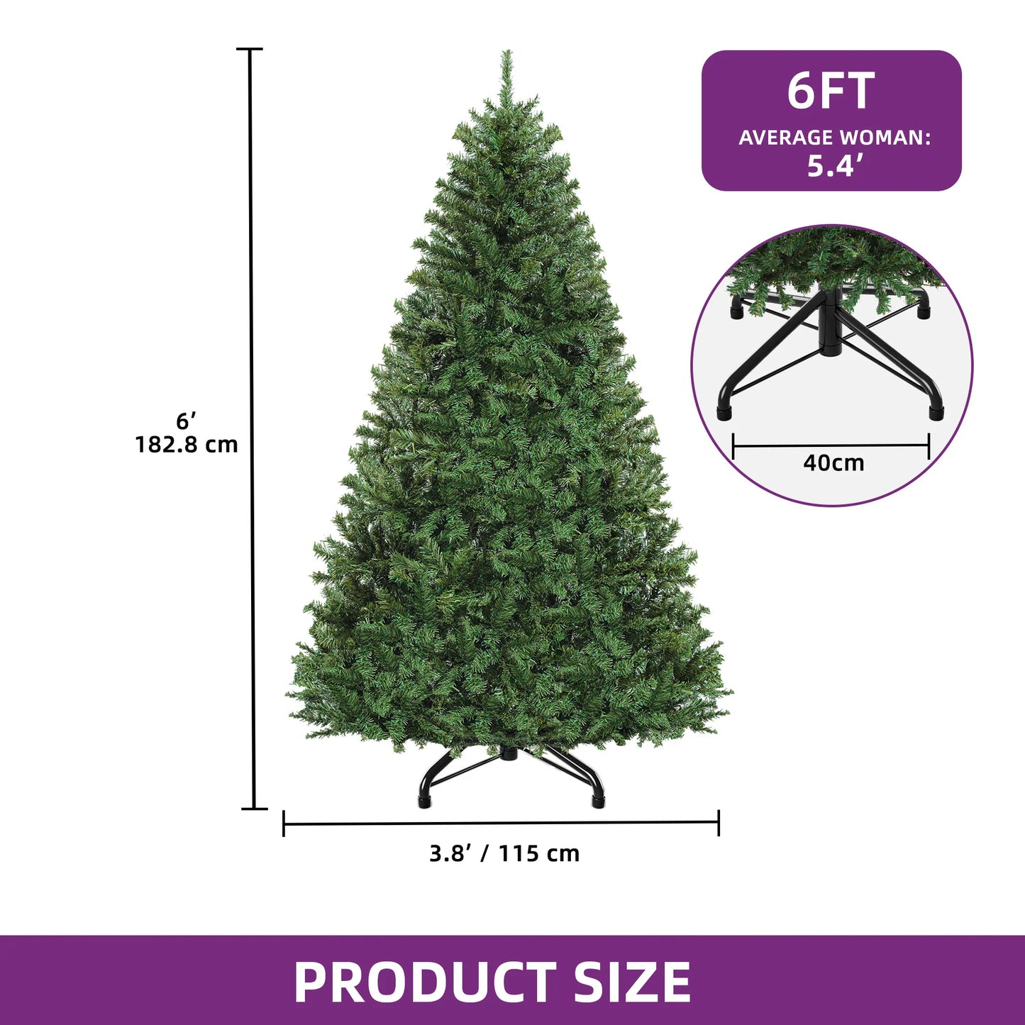 6ft Christmas Tree with 880 ends - Foldable - Metal Stand