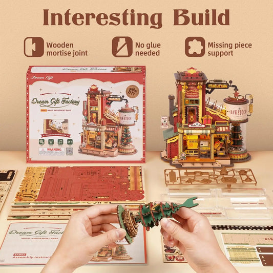 Christmas Dream Gift Factory 3D Wooden Puzzles with Music
