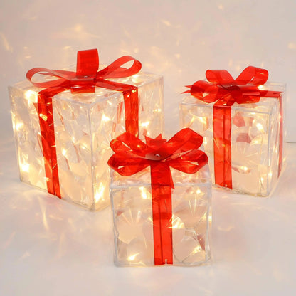 3Pcs/Set PVC Christmas Gift Box Set Luminous Folding Christmas