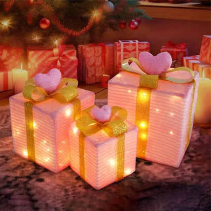 3Pcs/Set PVC Christmas Gift Box Set Luminous Folding Christmas