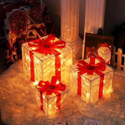 3Pcs/Set PVC Christmas Gift Box Set Luminous Folding Christmas