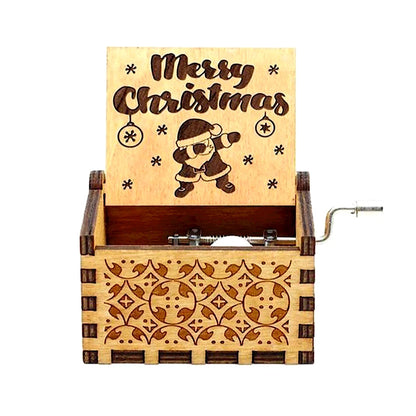 Merry Christmas Wooden Antique Hand Cranked Classic Music Box