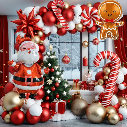 118PCS Christmas Balloon Santa Candy Cane Party Decoration