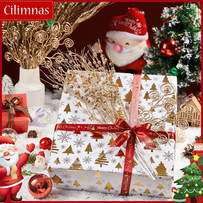 8/16Pcs Glitter Flowers Berry Bouquet Christmas Tree Ornaments