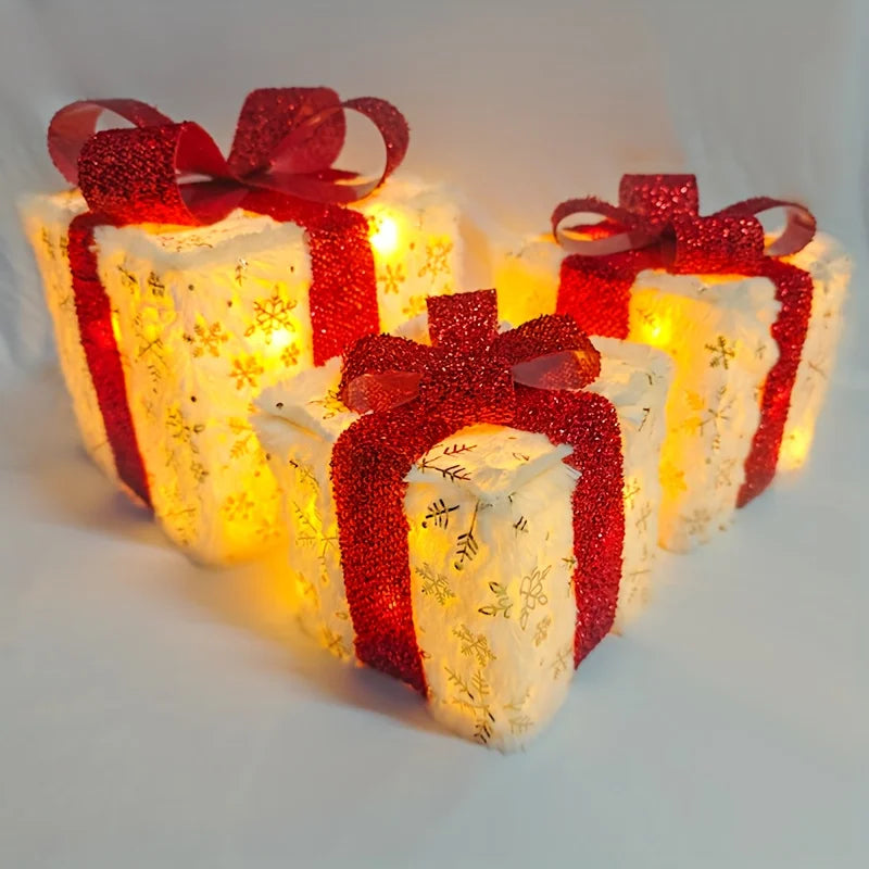 3Pcs/Set PVC Christmas Gift Box Set Luminous Folding Christmas