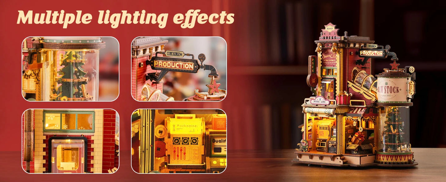 Christmas Dream Gift Factory 3D Wooden Puzzles with Music