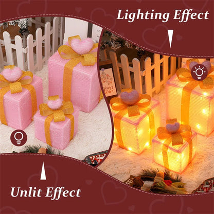 3Pcs/Set PVC Christmas Gift Box Set Luminous Folding Christmas