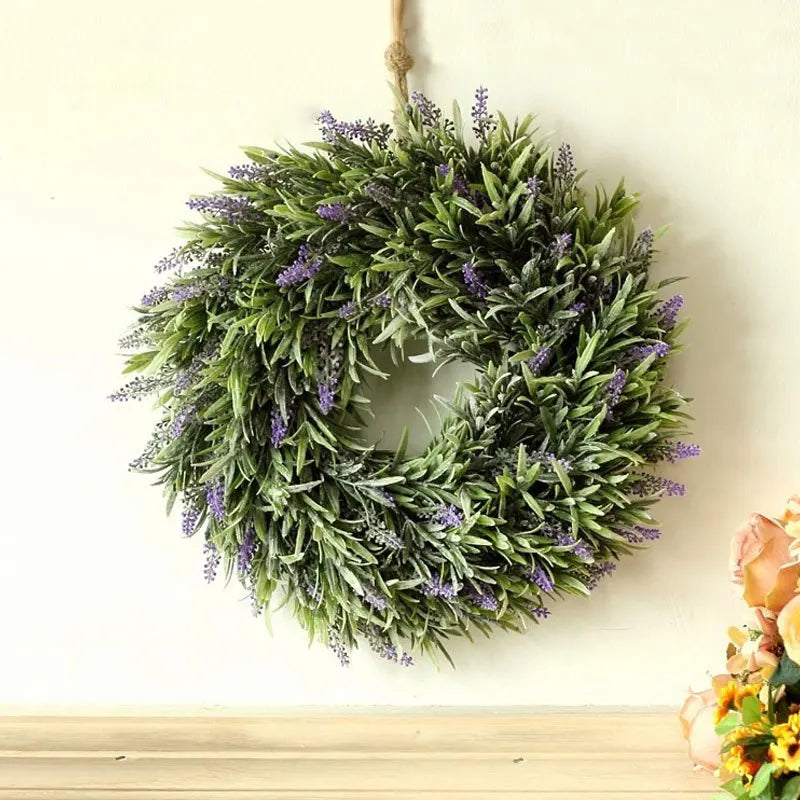 Artificial Purple Lavender Hanging Wreath