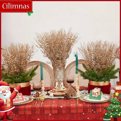 8/16Pcs Glitter Flowers Berry Bouquet Christmas Tree Ornaments