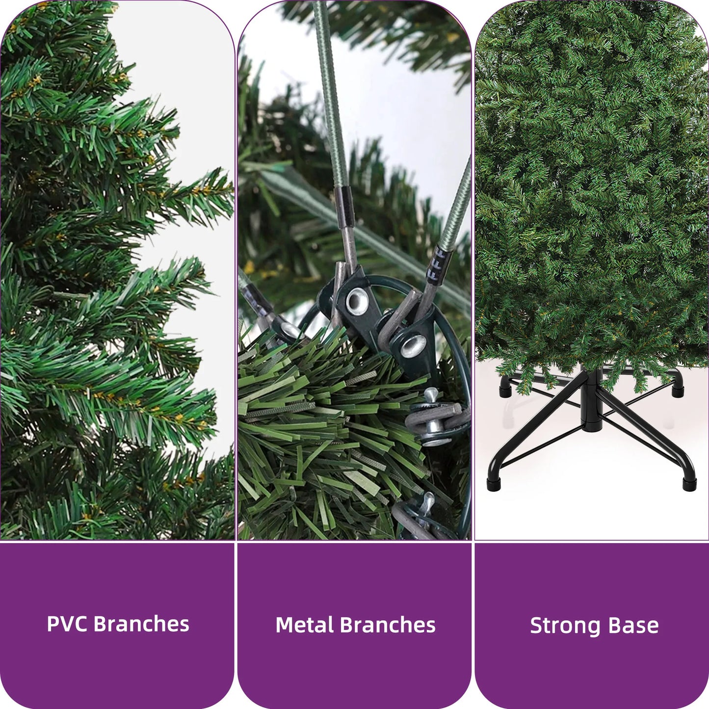 6ft Christmas Tree with 880 ends - Foldable - Metal Stand