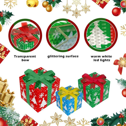 3Pcs/Set PVC Christmas Gift Box Set Luminous Folding Christmas