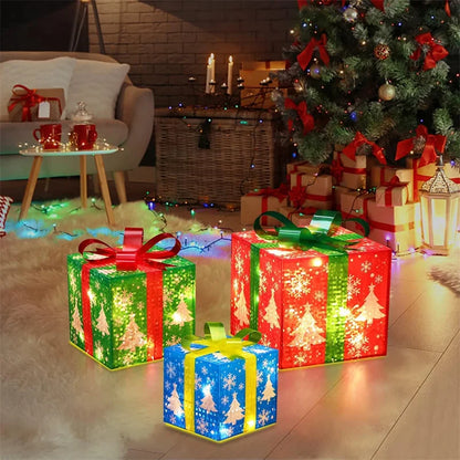 3Pcs/Set PVC Christmas Gift Box Set Luminous Folding Christmas