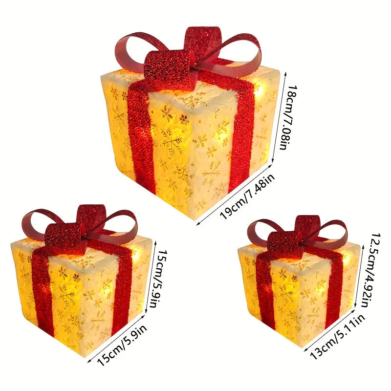 3Pcs/Set PVC Christmas Gift Box Set Luminous Folding Christmas