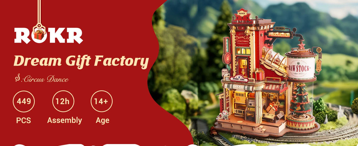 Christmas Dream Gift Factory 3D Wooden Puzzles with Music