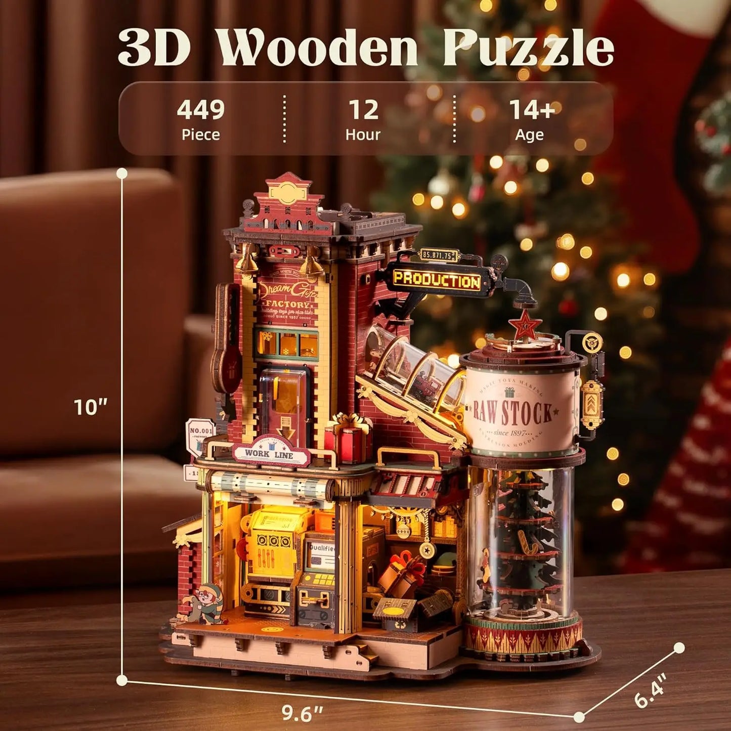Christmas Dream Gift Factory 3D Wooden Puzzles with Music