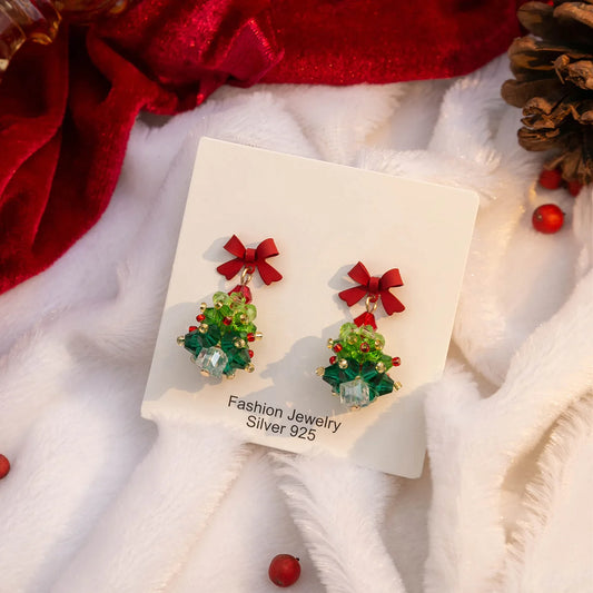 Creative Cartoon Crystal Christmas Earrings.