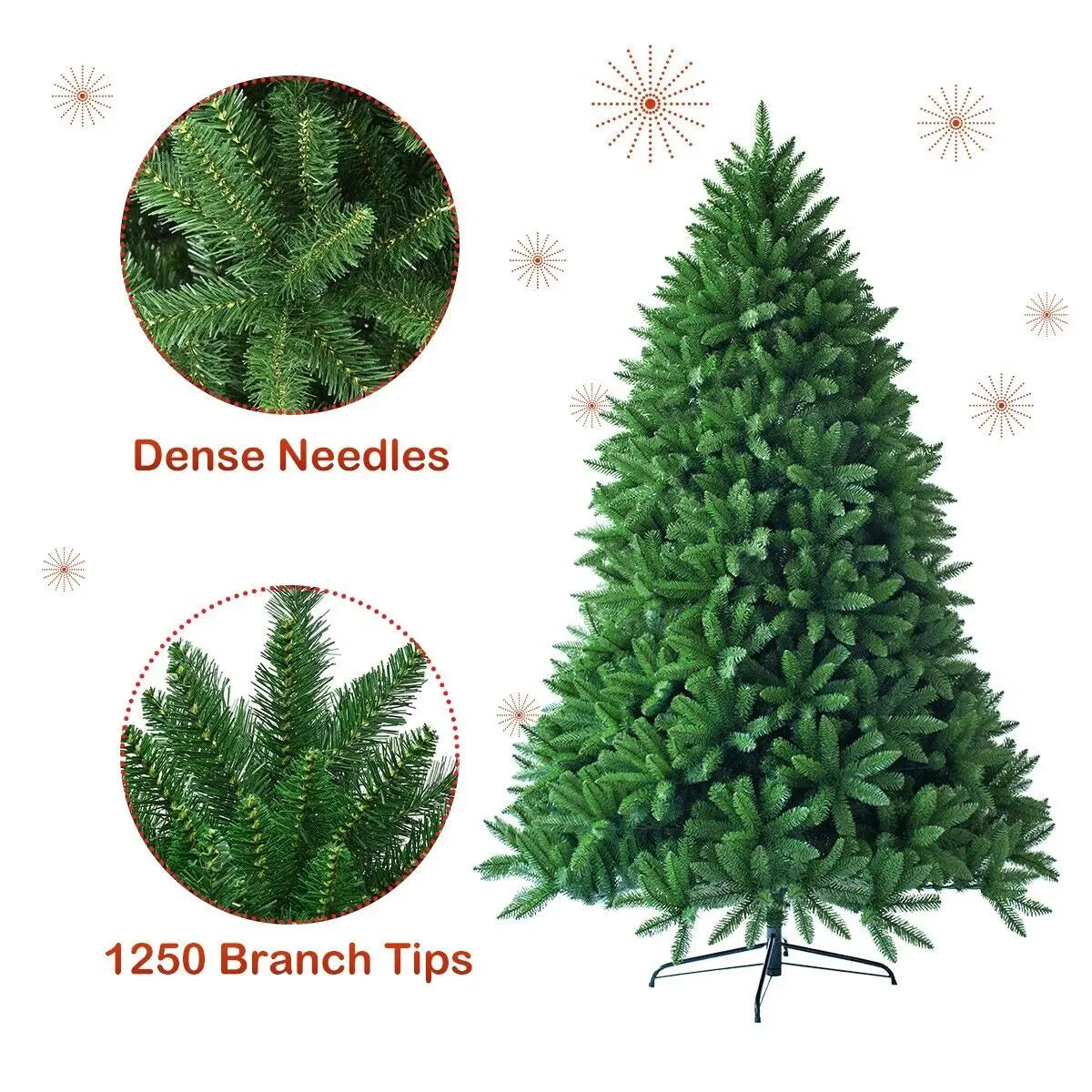 6ft Green Christmas Tree with Metal Stand