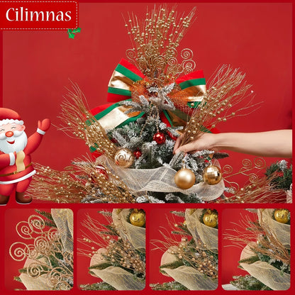 8/16Pcs Glitter Flowers Berry Bouquet Christmas Tree Ornaments