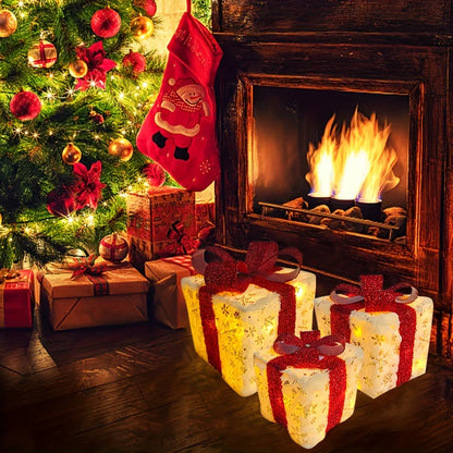 3Pcs/Set PVC Christmas Gift Box Set Luminous Folding Christmas