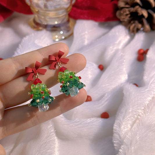 Creative Cartoon Crystal Christmas Earrings.