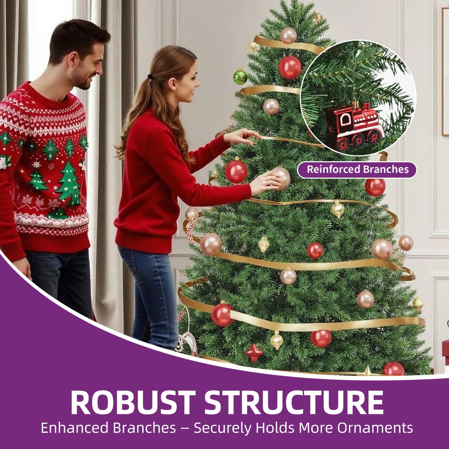 6ft Christmas Tree with 880 ends - Foldable - Metal Stand