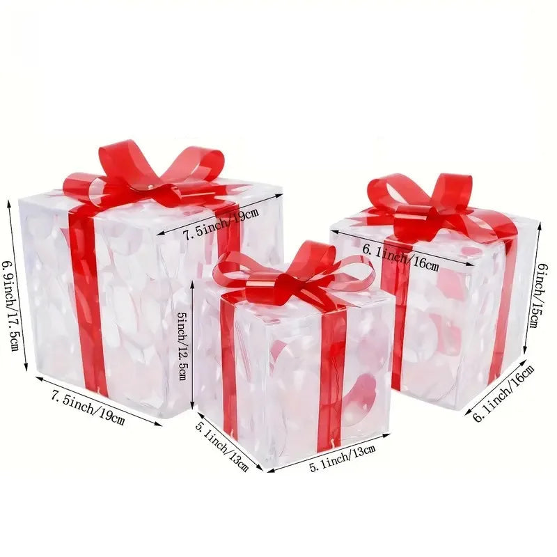 3Pcs/Set PVC Christmas Gift Box Set Luminous Folding Christmas