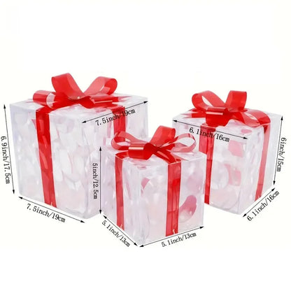 3Pcs/Set PVC Christmas Gift Box Set Luminous Folding Christmas