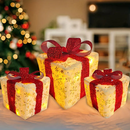 3Pcs/Set PVC Christmas Gift Box Set Luminous Folding Christmas