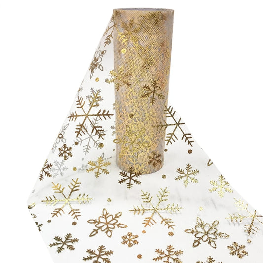 Christmas Snowflake Yarn Roll Tulle  6 Inches X 10 Yards